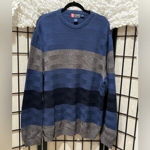 Ralph Lauren Chaps VINTAGE Navy STRIPE CREWNECK Sweater, CLASSIC, MENS SIZE XL